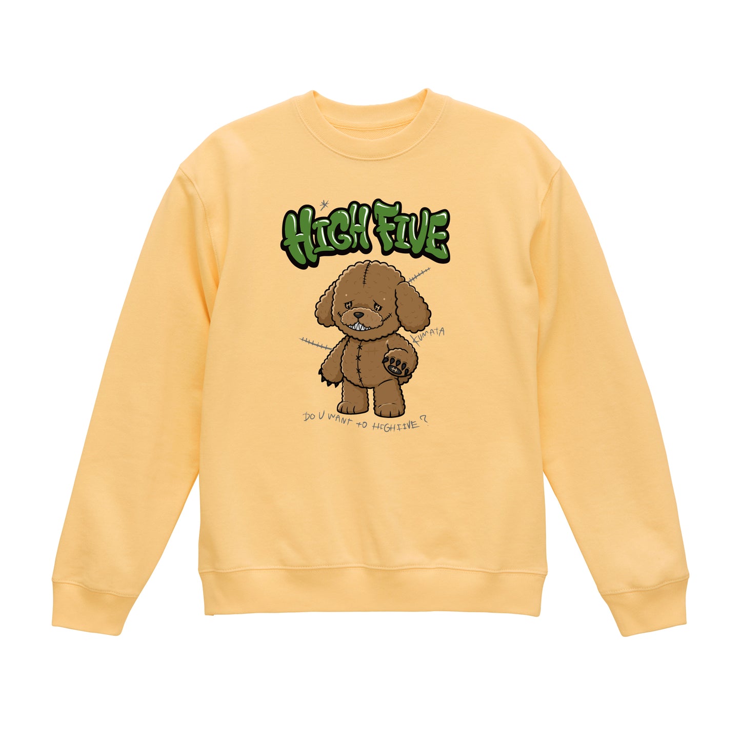 KUMATA BEAR CREWNECK SWEATSHIRT / YELLOW